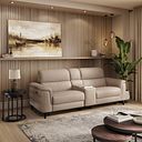 Cassius 2.5 Seater Power Recliner Console Sofa with Smart Screen and Speakers in Mushroom Leather
