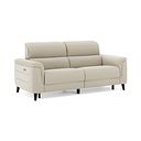 Cassius 3 Seater Power Recliner Sofa with Adjustable Power Headrests and Speakers in Bella Barley White Fabric