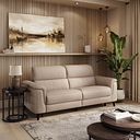 Cassius 3 Seater Power Recliner Sofa with Adjustable Power Headrests and Speakers in Mushroom Leather