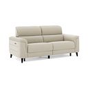 Cassius 3 Seater Power Recliner Sofa with Adjustable Power Headrests in Bella Barley White Fabric