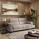Cassius 3 Seater Power Recliner Sofa with Adjustable Power Headrests in Bella Latte Fabric