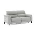 Cassius 3 Seater Power Recliner Sofa with Adjustable Power Headrests in Bella Lead Grey Fabric