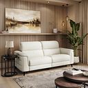 Cassius 3 Seater Power Recliner Sofa with Adjustable Power Headrests in Bone China Leather