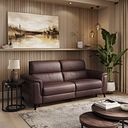 Cassius 3 Seater Power Recliner Sofa with Adjustable Power Headrests in Chestnut Leather