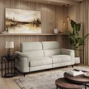 Cassius 3 Seater Power Recliner Sofa with Adjustable Power Headrests in Marble Cream Fabric