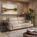Cassius 3 Seater Power Recliner Sofa with Adjustable Power Headrests in Mushroom Leather