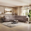 Cassius Large Corner Electric Recliner Sofa with Adjustable Power Headrests in Dexter Nutmeg Fabric