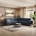 Cassius Large Corner Electric Recliner Sofa with Adjustable Power Headrests in Dexter Shadow Fabric