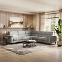 Cassius Large Corner Electric Recliner Sofa with Adjustable Power Headrests in Marble Mink Fabric