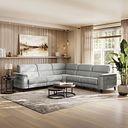 Cassius Large Corner Electric Recliner Sofa with Adjustable Power Headrests in Marble Silver Fabric