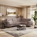 Cassius Left hand Corner Electric Recliner Sofa with Adjustable Power Headrests in Dexter Nutmeg Fabric