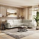 Cassius Left hand Corner Electric Recliner Sofa with Adjustable Power Headrests in Marble Cream Fabric