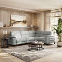 Cassius Left hand Corner Electric Recliner Sofa with Adjustable Power Headrests in Marble Silver Fabric