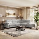 Cassius Left hand Corner Electric Recliner Sofa with Storage Chaise and Power Headrests in Bella Lead Grey Fabric