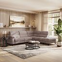 Cassius Left hand Corner Electric Recliner Sofa with Storage Chaise and Power Headrests in Dexter Nutmeg Fabric