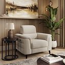 Cassius Power Recliner Armchair in Bella Barley White Fabric