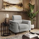 Cassius Power Recliner Armchair with Adjustable Power Headrest and Speakers in Bella Lead Grey Fabric
