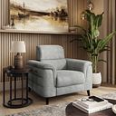 Cassius Power Recliner Armchair with Adjustable Power Headrest in Marble Silver Fabric