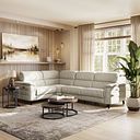 Cassius Right hand Corner Electric Recliner Sofa in Marble Cream Fabric