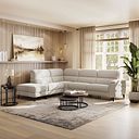 Cassius Right hand Corner Electric Recliner Sofa with Storage Chaise and Power Headrests in Bella Barley White Fabric