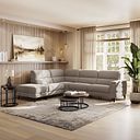 Cassius Right hand Corner Electric Recliner Sofa with Storage Chaise and Power Headrests in Bella Latte Fabric