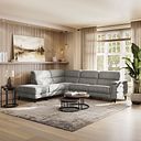 Cassius Right hand Corner Electric Recliner Sofa with Storage Chaise and Power Headrests in Marble Mink Fabric