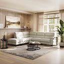 Cassius Right hand Corner Electric Recliner Sofa with Storage Chaise in Marble Cream Fabric