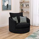 Malvern Swivel Cuddler Chair in Charcoal fabric