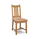Classic Natural Oak Chair with Vintage Tan Leather Look Seat