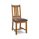 Classic Rustic Oak Chair with Vintage Brown Leather Look Seat