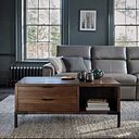 Detroit Solid Hardwood and Metal Coffee Table with Storage