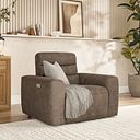 Cohen Electric Recliner Armchair in Miller Earth Brown Fabric