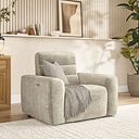 Cohen Electric Recliner Armchair in Plush Beige Fabric