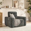 Cohen Electric Recliner Armchair in Plush Charcoal Fabric