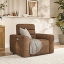 Cohen Electric Recliner Armchair in Ranch Brown Fabric