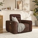 Cohen Electric Recliner Armchair in Ranch Dark Brown Fabric