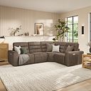 Cohen Group 2 Electric Recliner - Left Hand in Miller Earth Brown Fabric