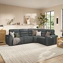 Cohen Group 2 Electric Recliner - Left Hand in Miller Grey Fabric