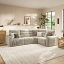 Cohen Group 2 Electric Recliner - Left Hand in Plush Beige Fabric