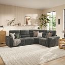 Cohen Group 2 Electric Recliner - Left Hand in Plush Charcoal Fabric