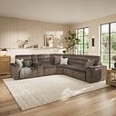 Cohen Group 3 Electric Recliner with 1 Console in Dapple Chocolate Fabric