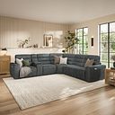 Cohen Group 3 Electric Recliner with 1 Console in Miller Grey Fabric