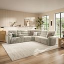 Cohen Group 3 Electric Recliner with 1 Console in Plush Beige Fabric