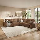 Cohen Group 3 Electric Recliner with 1 Console in Ranch Brown Fabric