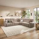 Cohen Group 3 Electric Recliner with 1 Console in Virgo Buff Leather