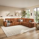 Cohen Group 3 Electric Recliner with 1 Console in Virgo Cognac Leather