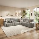 Cohen Group 3 Electric Recliner with 1 Console in Virgo Platinum Leather