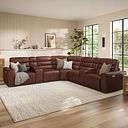 Cohen Group 3 Electric Recliner with 2 Consoles in Virgo Chestnut Leather
