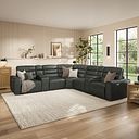 Cohen Group 3 Electric Recliner with 2 Consoles in Virgo Lead Leather