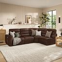 Cohen Group 4 Electric Recliner in Ranch Dark Brown Fabric